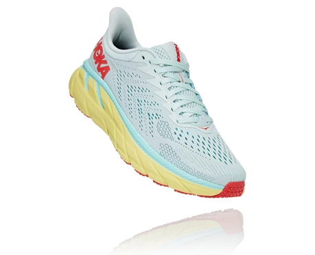 White / Coral Women's HOKA Clifton 7 Running Shoes | US-MKQZFT